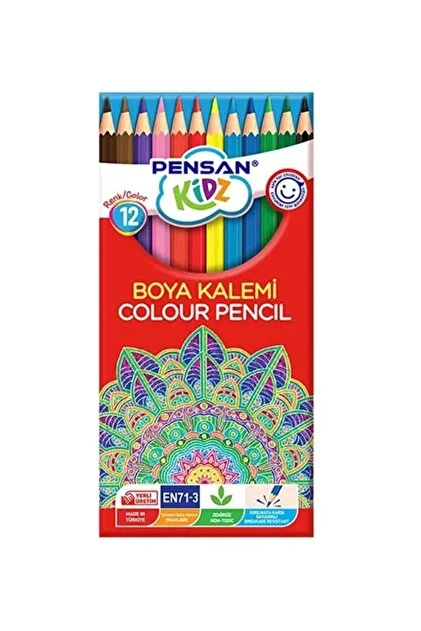 Pensan Kidz Kuru Boya Kalemi 12 Renk Set